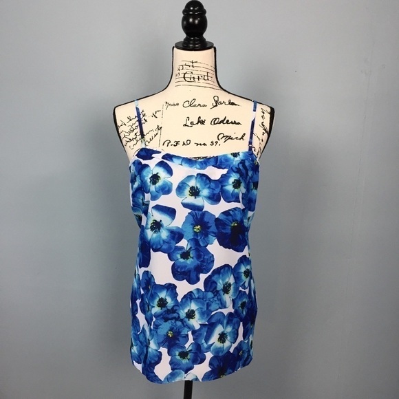 VIOLET + Claire Blue Floral Ruffle Trim Tank Top - Picture 13 of 16